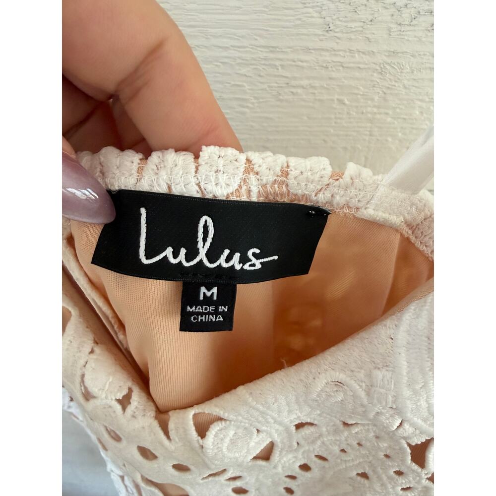 Lulus White Lace Mini Dress Sleeveless Spaghetti Strap Boho Size M - Picture 6 of 7